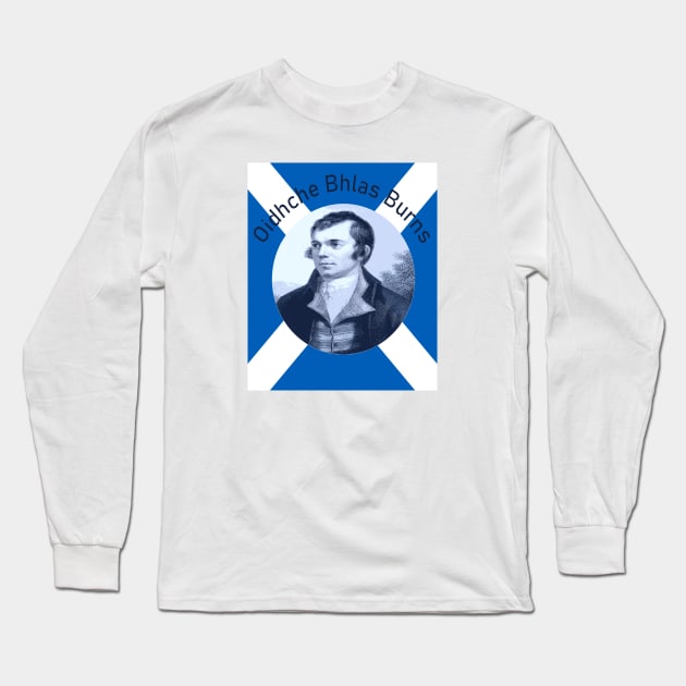 Robbie Burns - In Blue Oidhche Bhlas Burns And Saltire Long Sleeve T-Shirt by taiche